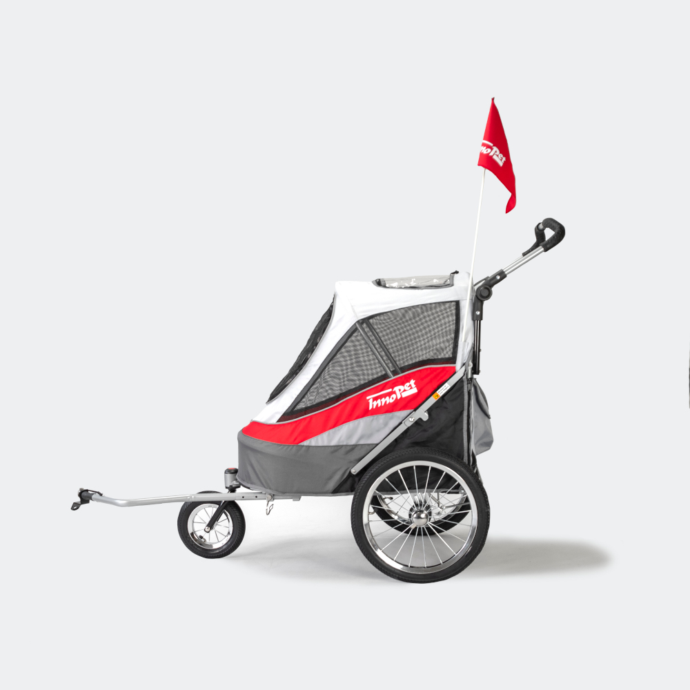 Rimorchio bici - Passeggino per cani Sporty Deluxe - portata max fino a 30kg - Rosso/bianco - immagine 2