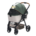 Passeggino per cani e gatti fino a 25kg Retro Luxe - Verde militare