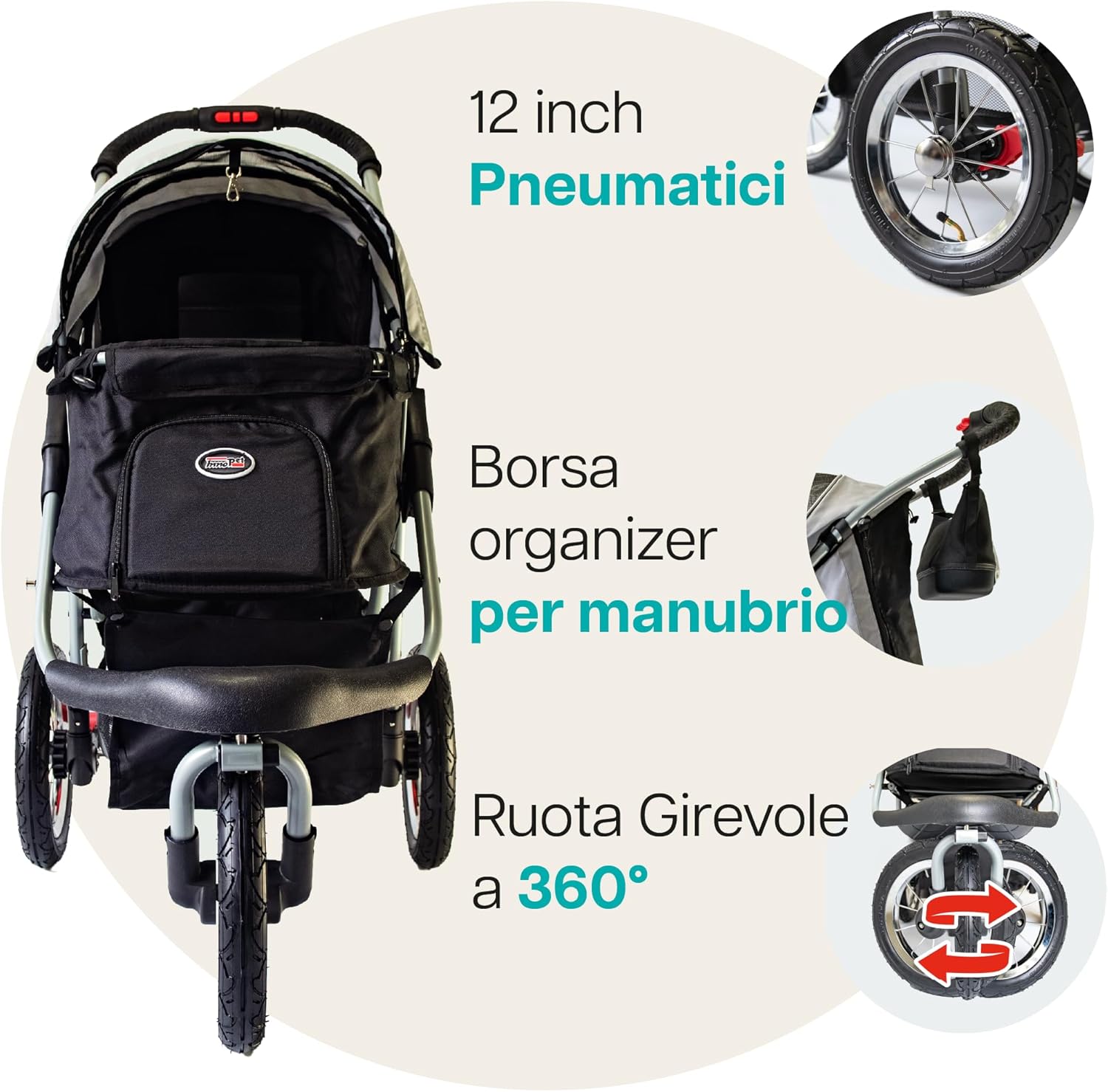 Passeggino per cani fino a 25kg Buggy Comfort AIR ECO - immagine 2