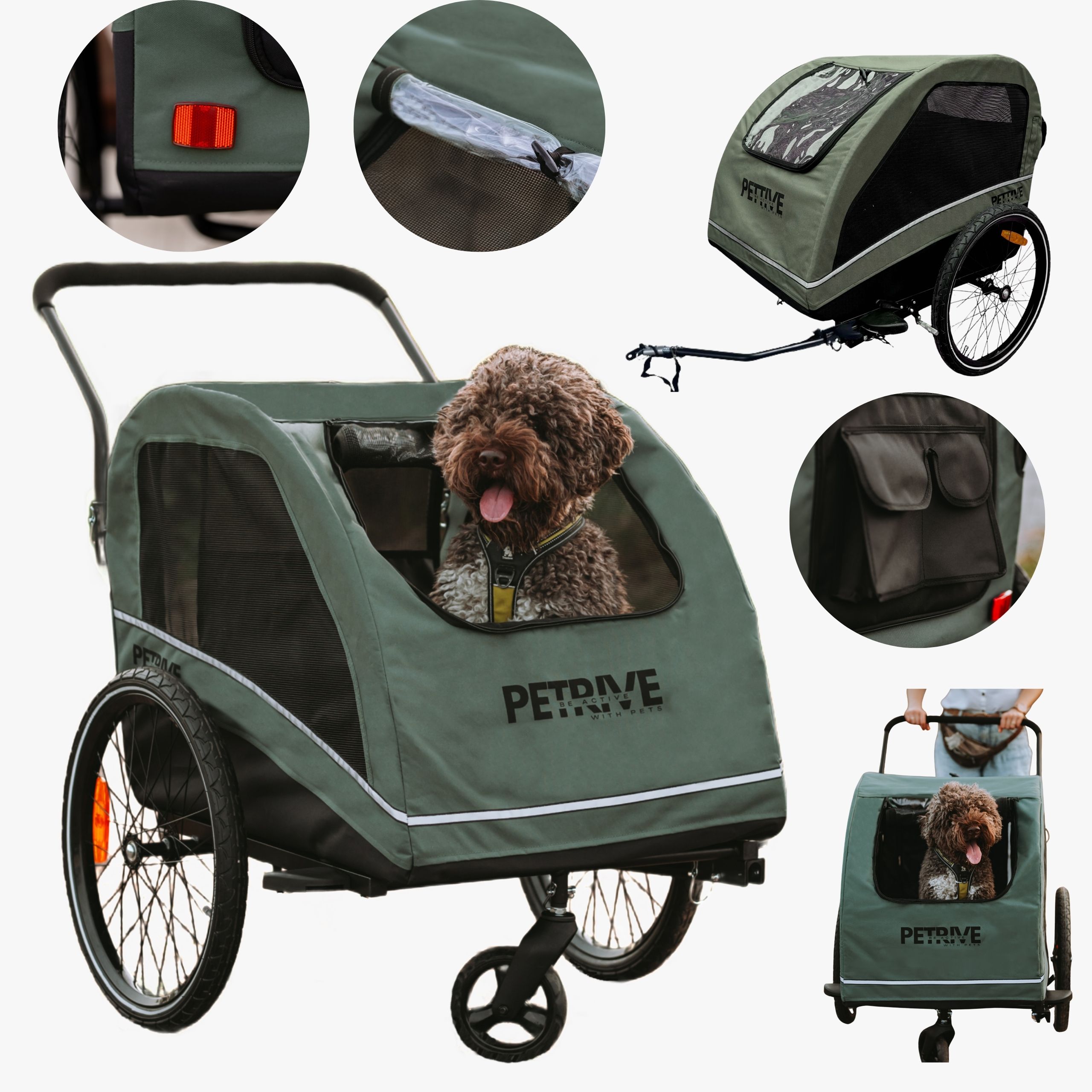 Passeggino con rimorchio per bicicletta per cani fino a 40 kg - ACTIVE ONE - immagine 14