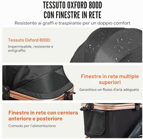 Passeggino per cani fino a 30 kg VEVOR con trasportino staccabile e cestino portaoggetti - immagine 7