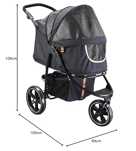 Passeggino per cani My Duque COOPER fino a 32 kg – maniglia regolabile e ruote fuoristrada - immagine 3