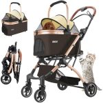 Passeggino per cani e gatti 2in1 fino a 50 kg BAKAJI – navicella rimovibile e trasportino