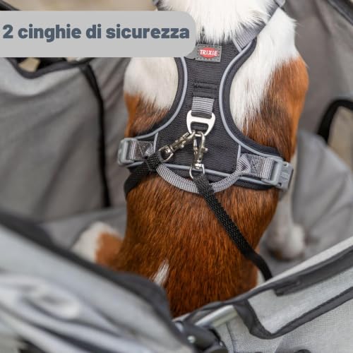 Passeggino per cani fino a 11 kg TRIXIE Rosa – pieghevole con cestino e copertura antipioggia - immagine 7