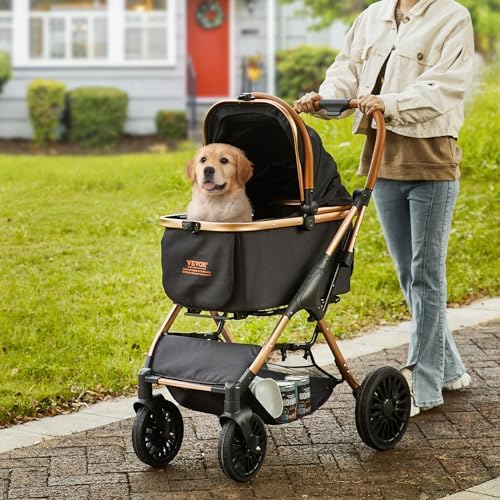 Passeggino per cani fino a 30 kg VEVOR con trasportino staccabile e cestino portaoggetti - immagine 2