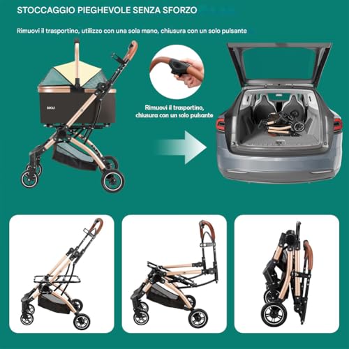 Passeggino per cani e gatti 2in1 fino a 50 kg BAKAJI – navicella rimovibile e trasportino - immagine 4