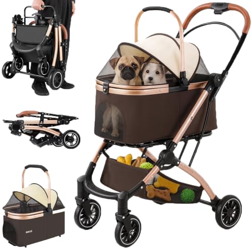 Passeggino per cani e gatti 2in1 fino a 50 kg BAKAJI – navicella rimovibile e trasportino - immagine 3