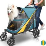 Passeggino per cani di taglia grande Petbobi – fino a 36 kg, doppio ingresso e ruote da fuoristrada