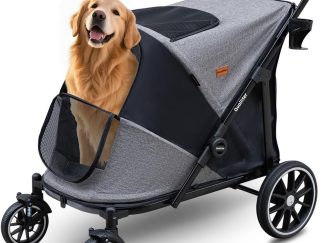 Passeggino per cani grandi fino a 50 kg Quolliter – telaio in alluminio, chiusura automatica e ruote fuoristrada