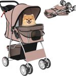 Passeggino per cani piccoli fino a 15 kg PawHut – pieghevole a 4 ruote, doppio ingresso e cestino portaoggetti