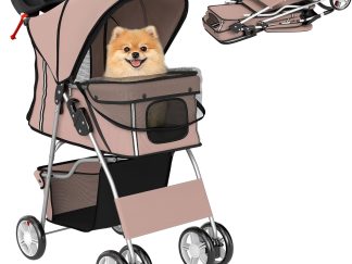 Passeggino per cani piccoli fino a 15 kg PawHut – pieghevole a 4 ruote, doppio ingresso e cestino portaoggetti