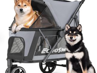 Passeggino per cani fino a 40 kg EchoSmile – 3 ruote fuoristrada, doppio ingresso e chiusura con un clic
