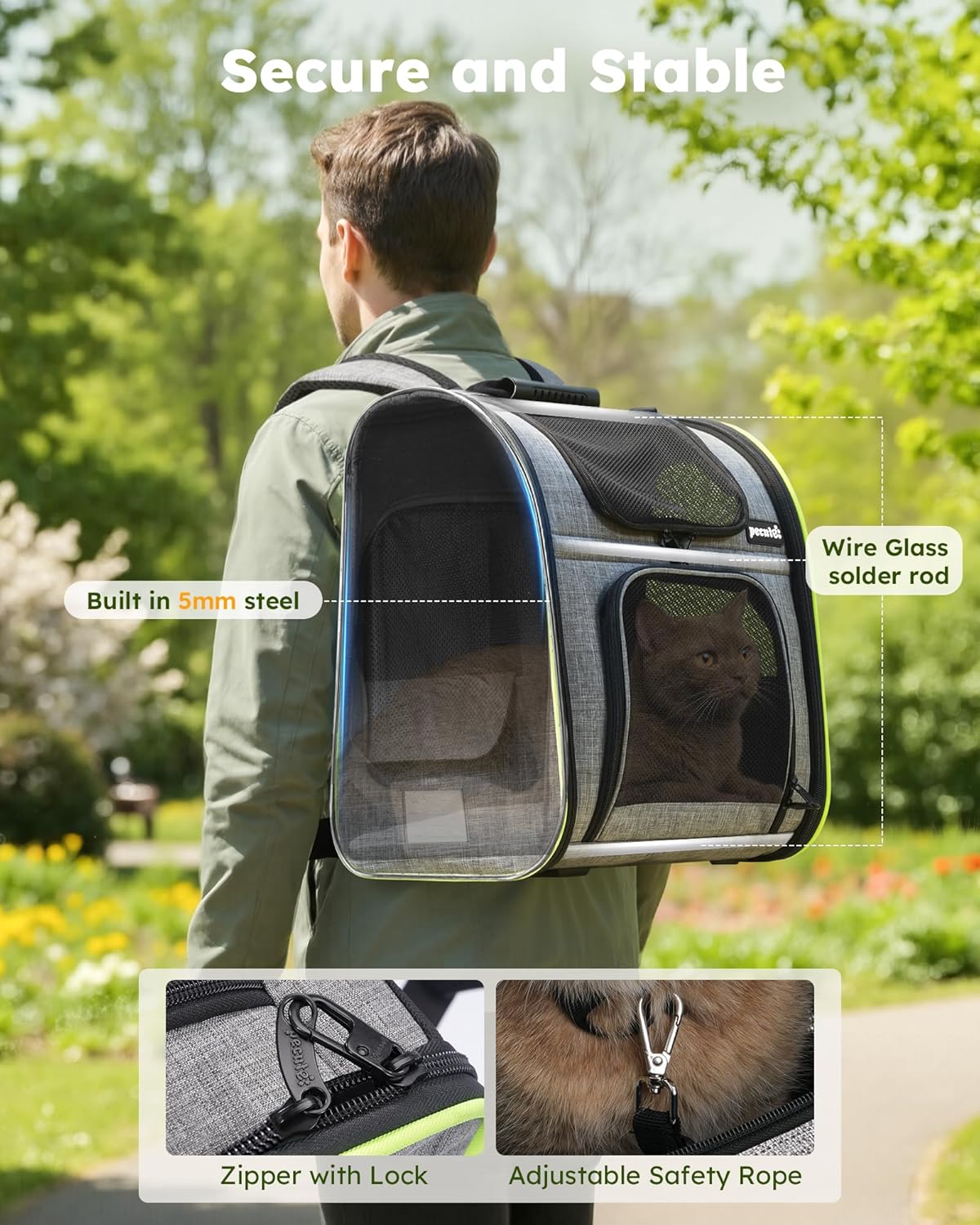 Zaino Trasportino per Cani e Gatti Pecute Estensibile – Cuccia Portatile Traspirante fino a 10 kg - immagine 5