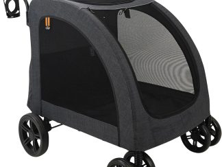Passeggino per cani di grossa taglia fino a 50 kg My Duque Chester – 4 ruote, parapioggia e portabevande inclusi