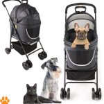 Passeggino per cani e gatti 2 in 1 fino a 15 kg My Duque Coco – trasportino staccabile, freni e cestino portaoggetti