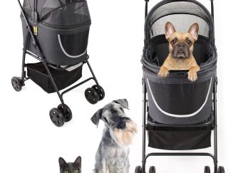 Passeggino per cani e gatti 2 in 1 fino a 15 kg My Duque Coco – trasportino staccabile, freni e cestino portaoggetti